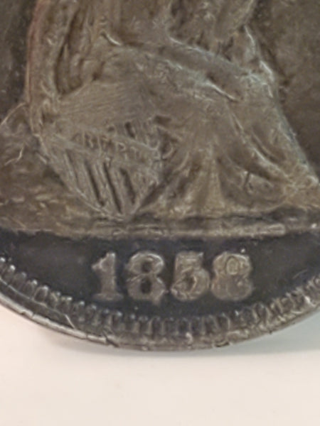 1858 seated Liberty quarter 25 cents VF condition