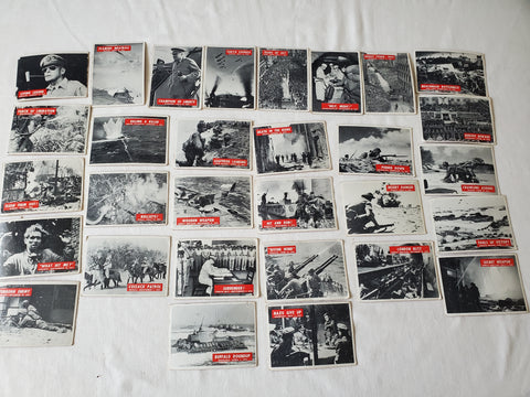 Lot of 30 War Bulletin PCGC MILITARY Cards WWII