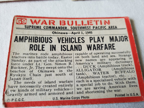 Lot of 30 War Bulletin PCGC MILITARY Cards WWII