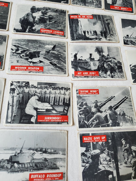 Lot of 30 War Bulletin PCGC MILITARY Cards WWII